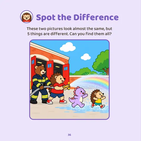 Spot the difference – Page from Tuli Visits the Fire Station